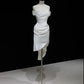 Chic White Sheath Off-The-Shoulder Ruched Train Satin Dress Prom Dress Evening Dress L495