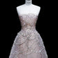 Fairy Young Purple A-Line Strapless Rhinestone Tulle Dress Prom Dress Evening Dress L496