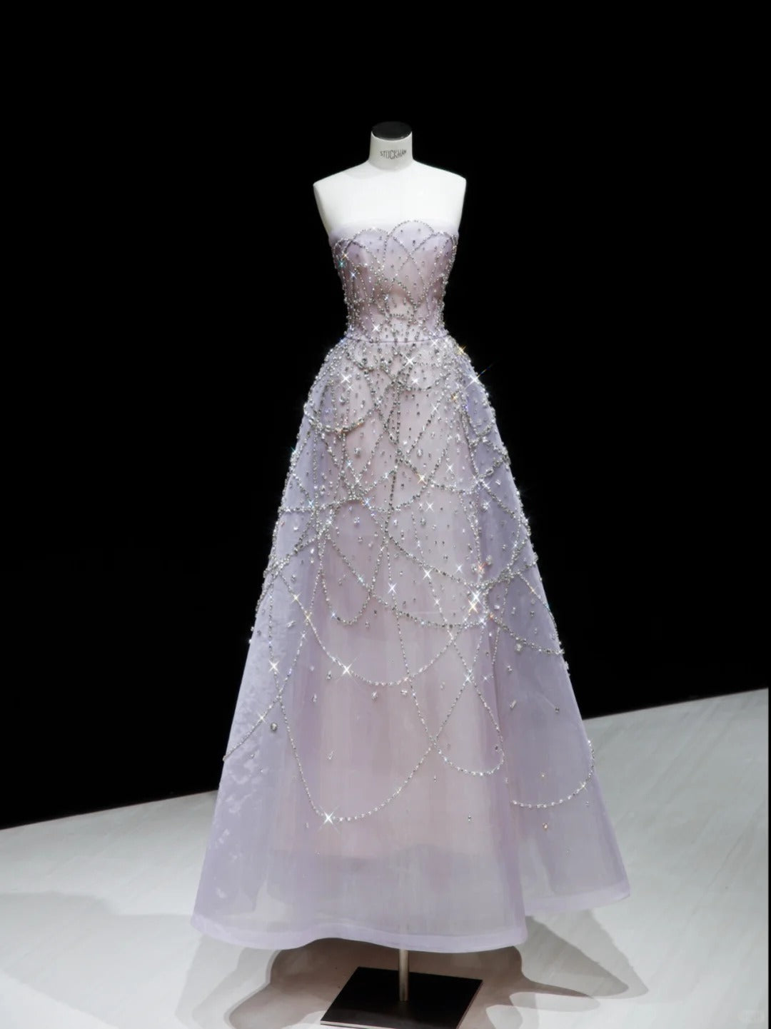 Fairy Young Purple A-Line Strapless Rhinestone Tulle Dress Prom Dress Evening Dress L496