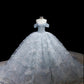 Princess Light Blue Ball Gown Off-The-Shoulder Sequins Beaded Tulle Dress  Quinceanera Dress 16 L498