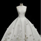 Elegant White Ball Gown Strapless Floral Appliques Matte Satin Dress Quinceanera Dress 16 L499