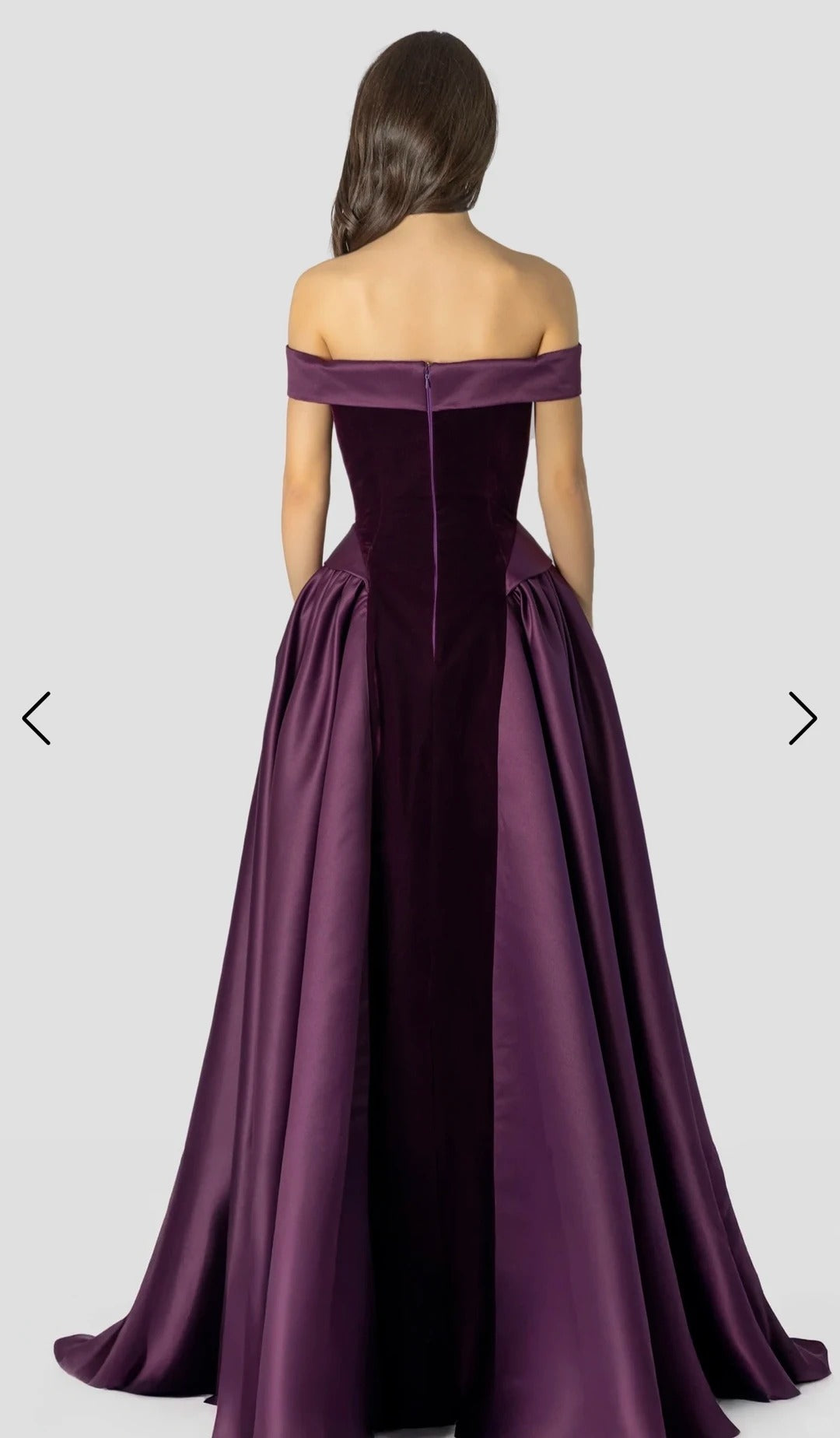 Classy Purple A-Line Dress Off-The-Shoulder Satin Dress Prom Dress L50