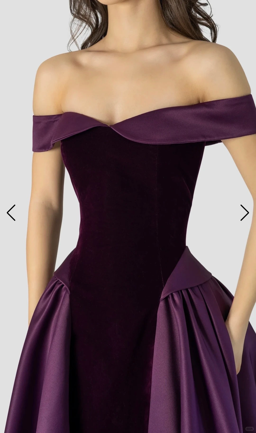 Classy Purple A-Line Dress Off-The-Shoulder Satin Dress Prom Dress L50