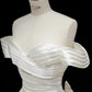 Elegant White Satin Wedding Dress Off-The-Shoulder Ball Gown Ruched Garden Wedding Dress L501
