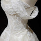 Modest White Tulle Wedding Dress Off-The-Shoulder Ball Gown Lace Appliques Garden Wedding Dress L503