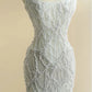 Modest White Tulle Wedding Dress Strapless Mermaid Beaded Sequins Garden Wedding Dress L506