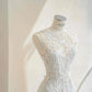 Chic White Tulle Wedding Dress Round Mermaid Floral Appliques Ballroom Wedding Dress L508