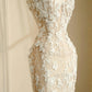 Pretty Nude Tulle Wedding Dress Spaghetti Strap Mermaid Lace Appliques Ballroom Wedding Dress L509