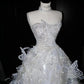 Fairy Ice Blue Ball Gown Strapless Butterfly Appliques Sequins Tulle Dress Quinceanera Dress 16 L514