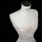 Sparkling Pastel Orange A-Line Spaghetti Strap Rhinestone Straped Tulle Prom Evening Dress L517