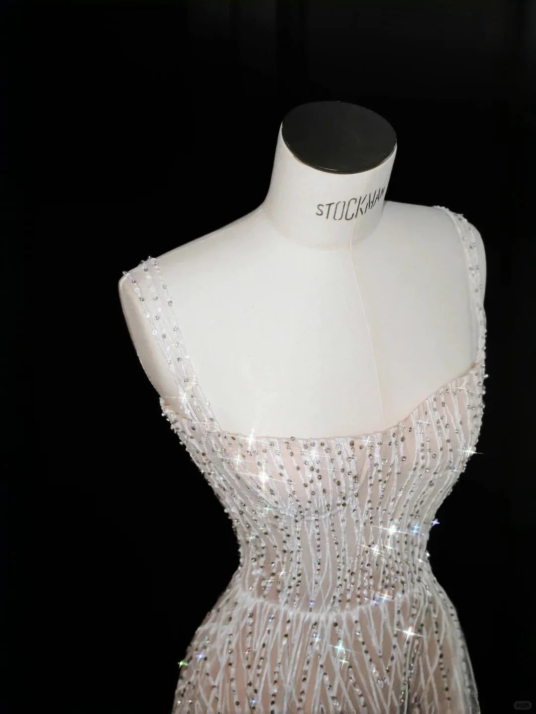 Sparkling Pastel Orange A-Line Spaghetti Strap Rhinestone Straped Tulle Prom Evening Dress L517