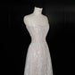 Sparkling Pastel Orange A-Line Spaghetti Strap Rhinestone Straped Tulle Prom Evening Dress L517