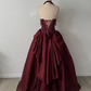 Pretty Burdungy Ball Gown Halter Beading Ruched Tulle Dress Prom Dress Quinceanera Dress 16 L548