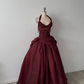 Pretty Burdungy Ball Gown Halter Beading Ruched Tulle Dress Prom Dress Quinceanera Dress 16 L548