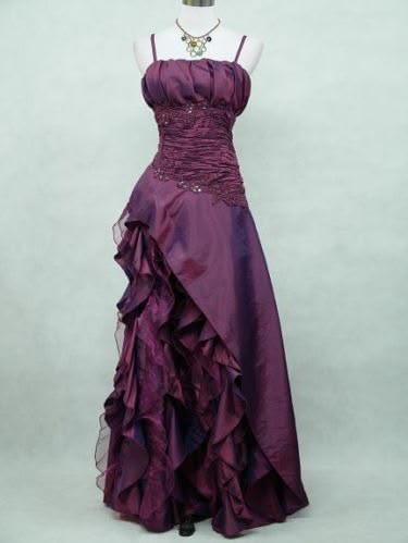 Chic Purple A-Line Spaghetti Strap Ruched Ruffled Tulle Dress Prom Dress Evening Dress L556
