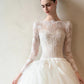 Pretty Ivory Tulle Wedding Dress Round Ball Gown Lace Appliques Ballroom Wedding Dress L559