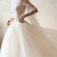 Pretty Ivory Tulle Wedding Dress Round Ball Gown Lace Appliques Ballroom Wedding Dress L559