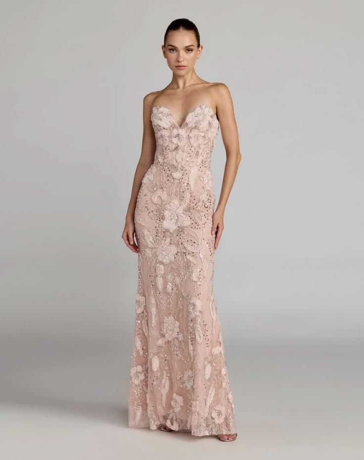 Feminine Pink Mermaid Sweetheart Appliques Beaded Sequins Lace Dress Prom Dress L56