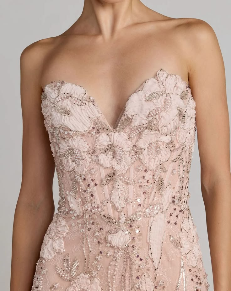 Feminine Pink Mermaid Sweetheart Appliques Beaded Sequins Lace Dress Prom Dress L56