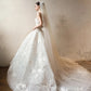 Princess Ivory Tulle Wedding Dress Strapless Ball Gown Lace Appliques Ballroom Wedding Dress L560