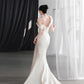 Elegant White Mermaid Asymmetrical Neck Satin Dress Prom Dress Evening Dress L564