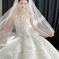 Pretty White Tulle Wedding Dress Strapless Ball Gwon Appliques Beaded Ballroom Wedding Dress L565