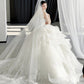 Pretty White Tulle Wedding Dress Strapless Ball Gwon Appliques Beaded Ballroom Wedding Dress L565