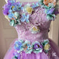 Fairy Young Purple Ball Gown Strapless Floral Appliques Tulle Dress Quinceanera Dress 16 L568