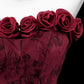 Elegant Burgundy Ball Gown Sweetheart Handmade Flowers Matte Satin Dress  Quinceanera Dress 16 L589