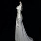 Pretty White Satin Wedding Dress Asymmetrical Neck Mermaid Ruched Ballroom Wedding Dress L592