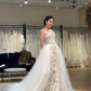 Gorgeous White Tulle Wedding Dress Sweetheart Ball Gown Appliques Beaded Garde Wedding Dress L61
