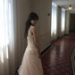 Delicate Ivory A-Line Round Neck Bow Lace Flowers Tulle Dress Prom Evening Dress L66