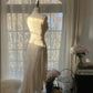 Pretty Ivory Mermaid Dress V-Neck Lace Floral Appliques Tulle Dress Prom Evening Dress L69