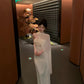 Elegant White Sheath Strapless Rhinestone Sequins Satin Dress Prom Evening Dress L70