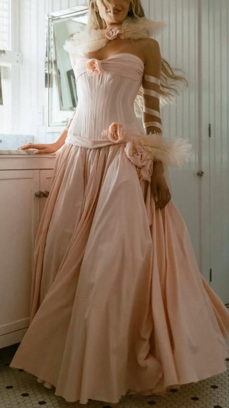 Pretty Light Pink Ball Gown Sweetheart Ruched  Handmade Flowers Satin Quinceanera Dress 16 L73