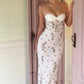 Classy White Sheath Spaghetti Strap Embroidery Beaded Chiffon Dress Prom Evening Dress L77