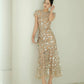 Luxurious Nude Mermaid Dress Round Neck Sequins Tulle Dress Prom Evening Dress L87