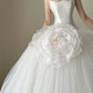 Elegant White Tulle Wedding Dress Strapless Ball Gown Handmade Flower Garden Wedding Dress L88