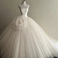Elegant White Tulle Wedding Dress Strapless Ball Gown Handmade Flower Garden Wedding Dress L88