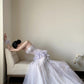 Fairy Young Purple Tulle Wedding Dress Sweetheart Mermaid Handmade Flowers Garden Wedding Dress L91