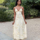 Modest Pastel Yellow Sheath Spaghetti Strap Floral Embroidery Tulle Dress Prom Evening Dress L96