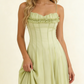 Hellgrünes Spaghettiträger A-Linie Chiffon Langes Ballkleid Geburtstagskleid, D742