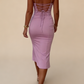Lilac Spaghetti Straps Midi Length Party Drseses Wedding Guest Dresses, D1283