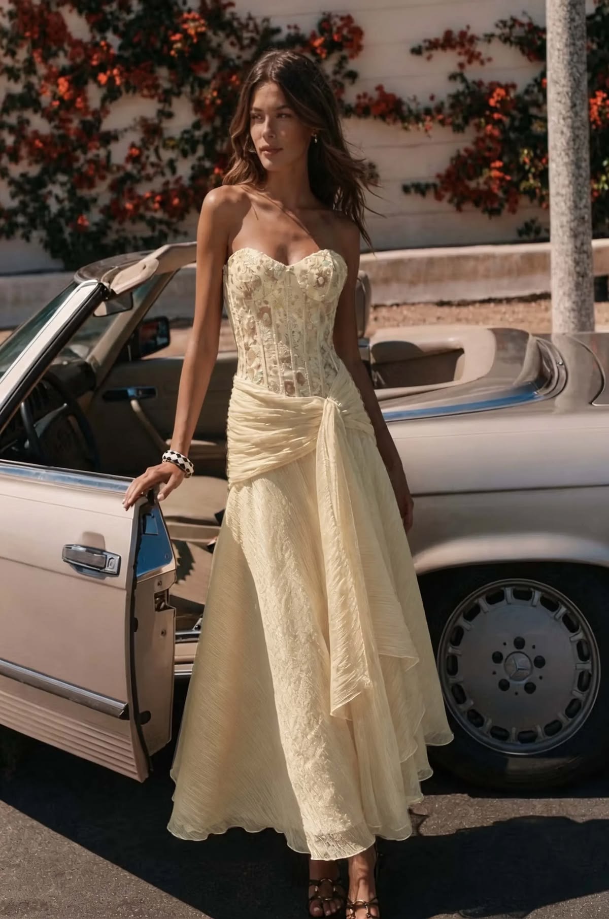 Chic Ivory Strapless A-Line Dress Chiffon appliques Homecoming Dress M019
