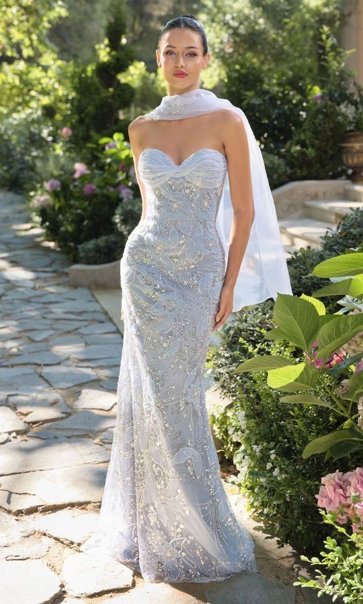 Elegant Light Blue Sweetheart Lace Flower Beaded Sequins Sheath Dress Prom Dress M034
