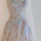 Dreamy Pink A-Line Strapless Appliques Sequins Long Tulle Dress Prom Dress M059