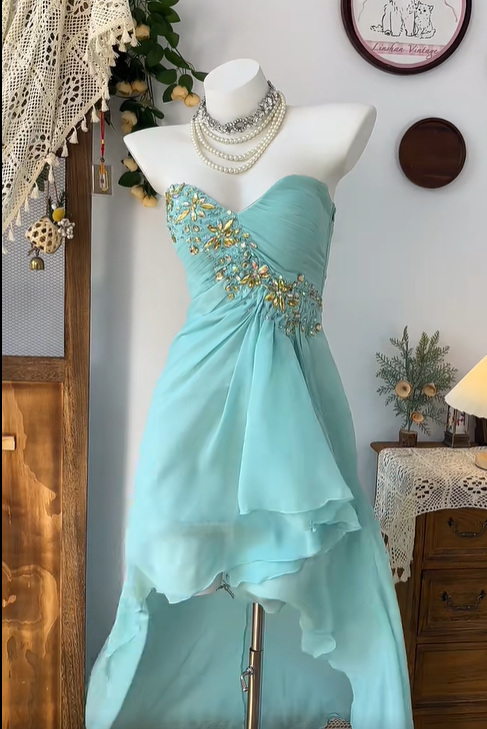 Gorgeous Sweetheart Sleeveless Chiffon Swarovski Crvstals Homecoming Dress Prom Dress D1740