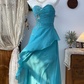 Shiny Sweeheart Shirred Tulle Swarovski Crystal Hi-Lo Prom Dress Birthday Party Dress D1741