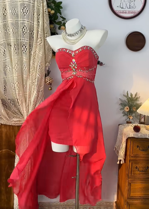 Gorgeous Sleeveless Swarovski Crystal Prom Dress High-Slit Homecoming Dress Party Dress D1742