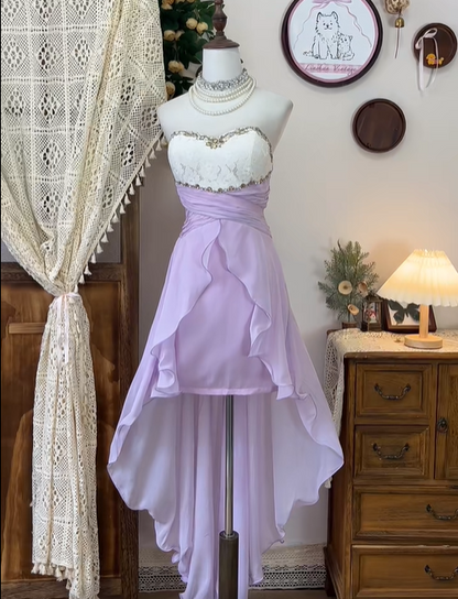 Elegant Sweetheart Sleeveless Swarovski Crystal Empire High-Slit Party Dress Homecoming Dress  D1746